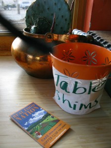 they even had table shims! no more disgusting wadded up napkins to level a rocking table!