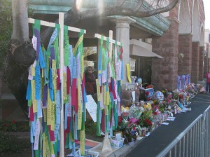 There were blank ribbons for people to write on and add to the installation.